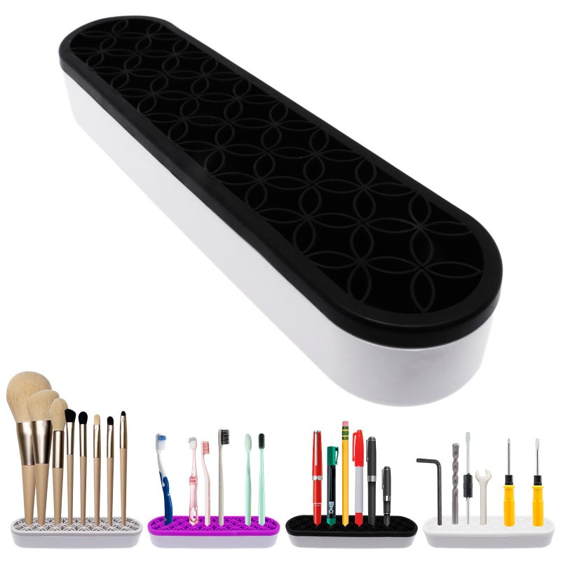Gdfymi 1Pcs Black Silicone Makeup Brush Holder Make Up Brush Holder Stand Makeup Brushes Storage For Painting Pen Brushes Nail Clippers Drill Pens Ruler Sewing Craft Tools - Image 1